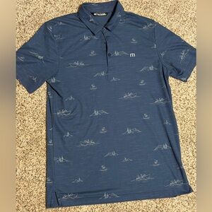 Travis Mathew Navy Blue Fun and Game Print Polo